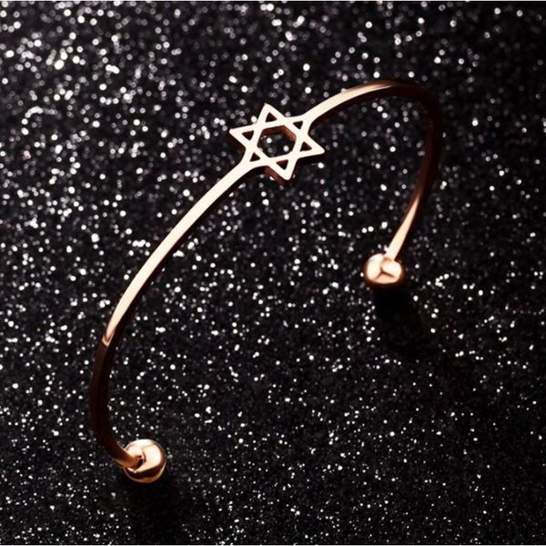 

women six-pointed star bracelet simple bangle jewelry triangle metal cuff bracelets lady gold silver square bangles dropshipping, Black