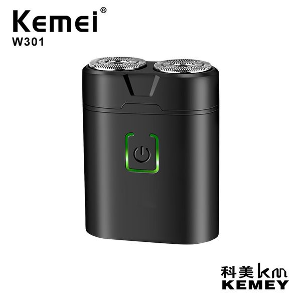 

kemei mini portable electric shavers double-ring blade shaving machine for men waterproof washable beard razor usb rechargeable