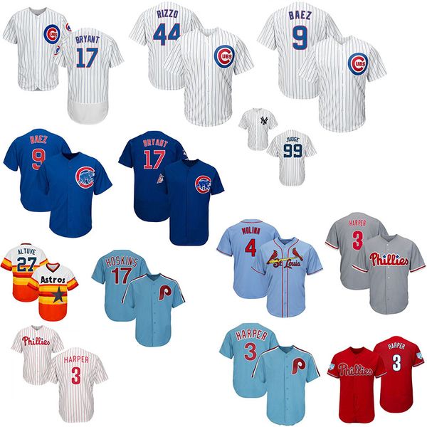 

Chicago Jersey Cubs 17 Bryant 44 Rizzo 9 Baez 27 Altuve 99 Judge 4 Molina 3 Harper White Blue Stitched Jerseys