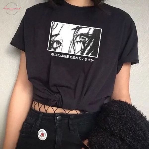 

summer womens loose t shirt fear of the dark japanese casual t shirt dark harajuku fashion prints trendy anime vintage t shirt, White