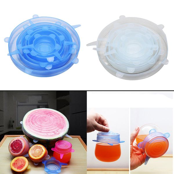 

6pcs reusable silicon stretch lids universal lid silicone wrap bowl pot lid silicone cover cooking kitchen ser#1203y30