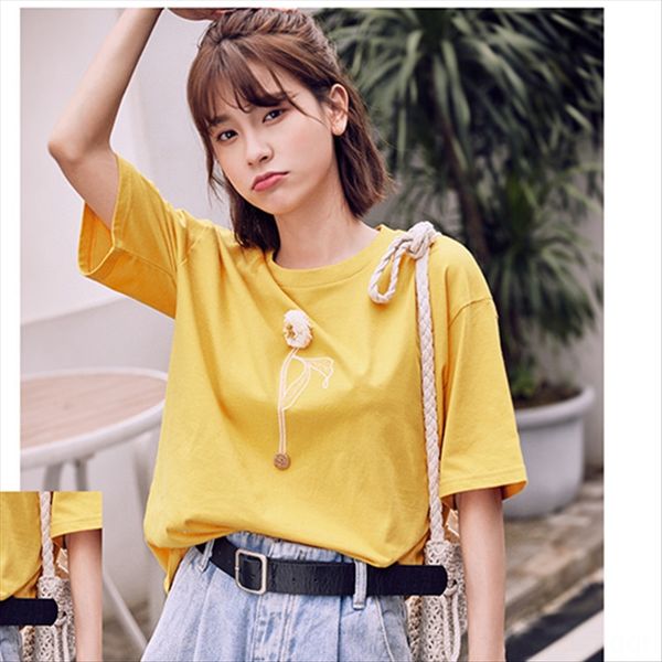 

2019 summer scheming short-sleeved t-shirt female students clothes and clothing t-shirt clothing minority loose cotton half-sleeved clothes, White