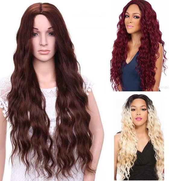 Kinky Curly Synthetic Ombre Hairstyle Blonde Hair For Women Full