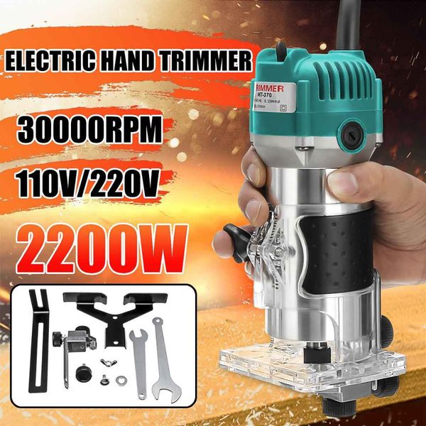 

110v/220v 2200w 6.35mm electric hand trimmer wood laminate palms router joiners router copper motor carving machine diy tools