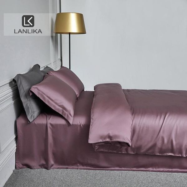 

lanlika luxury 100% silk purple bedding set beauty sleep home bed sets  king quilt cover bed sheet fitted sheet pillowcase