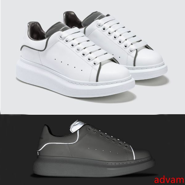 

luxury designer shoes white sneakers platform shoes genuine leather trainers reflective white trainers for men women flat casual shoes