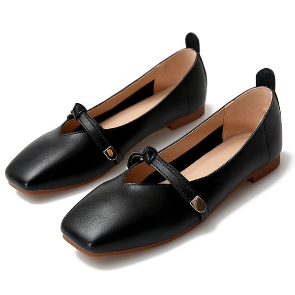 

2020 women flats square toe slip on flat shoes student casual single shoes comfortable woman ballet flats, Black