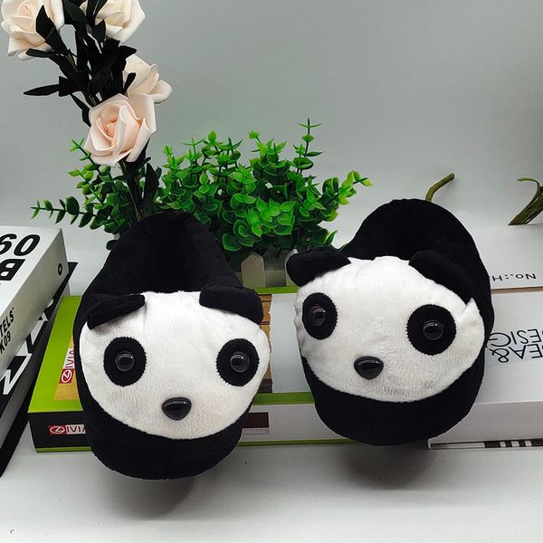 

special panda cute fur slippers timber land shoes men women winter slippers custom home house children indoor, Black