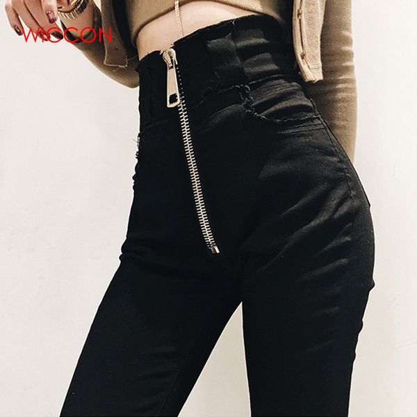 

high waist black women jeans korean fashion ladies elastic stretch jeans female washed denim skinny pencil cotton pants street, Blue