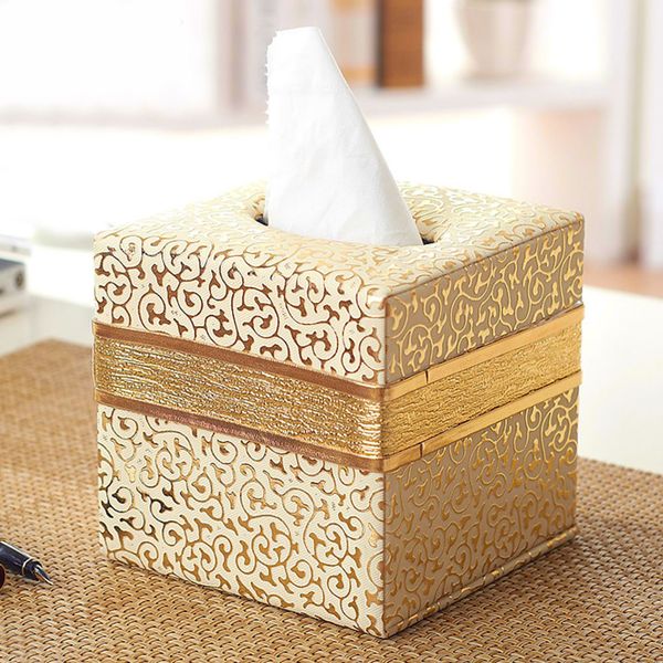 Multifunctional PU Leather Tissue Holder Desktop Storage Organizer Box Hotel Car