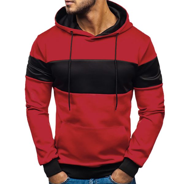 

2019 new men hoodies sweatshirts mens new fashion casual patchwork slim fit hoodie outwear blouse sweatshirt streetwear, Black