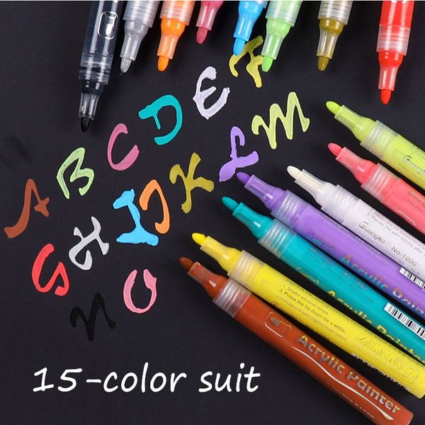 

15 colors marker diy glass mug p kids painting coloring drawing marker set school supplies