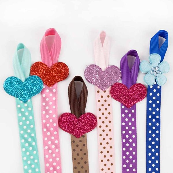 

2pcs Lovely Children Polka Dots Hair Bows Holders Long Hair Clip Organizer Hair Bow Storage Glitter Heart-shaped For Girls