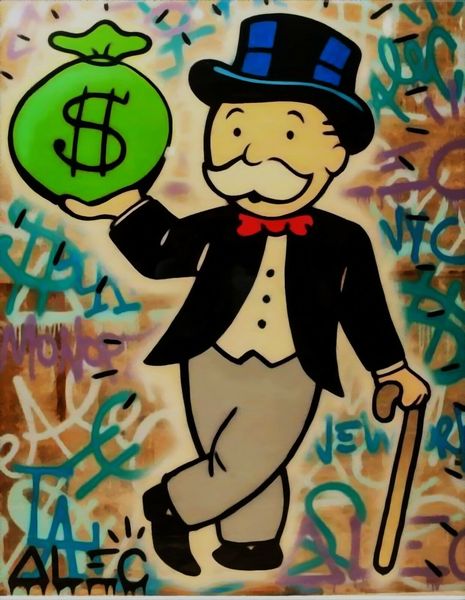 

alec monopoly oil painting on canvas graffiti art rich man money bag home decor handpainted &hd print wall art canvas pictures 191031