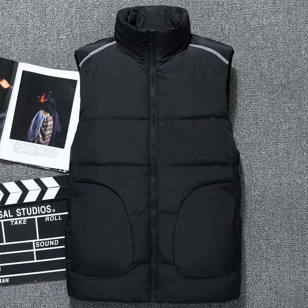 

men's vests plus size down vest men casual jacket sleeveless warm autumn winter waistcoat gilet clothes, Black;white