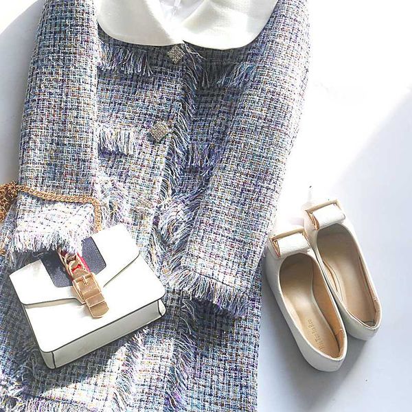 

новый фонд 2019 осень зима твид костюм socialite культивировать нравственность своих детей за пределами длинное пальто, Black