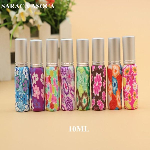 

10ml soft ceramic perfume bottle empty bottle soft ceramic spray travel portable bottles colorful flower 50pcs lot