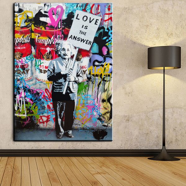 

xdr094 graffiti art canvas painting einstein art prints street urben painting