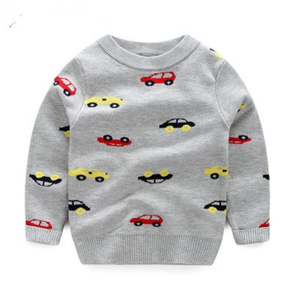 

boys cartoon casual sweaters 2020 spring kids car pullover gray navyblue knitted sweater children long sleeve knit sweaters, Blue