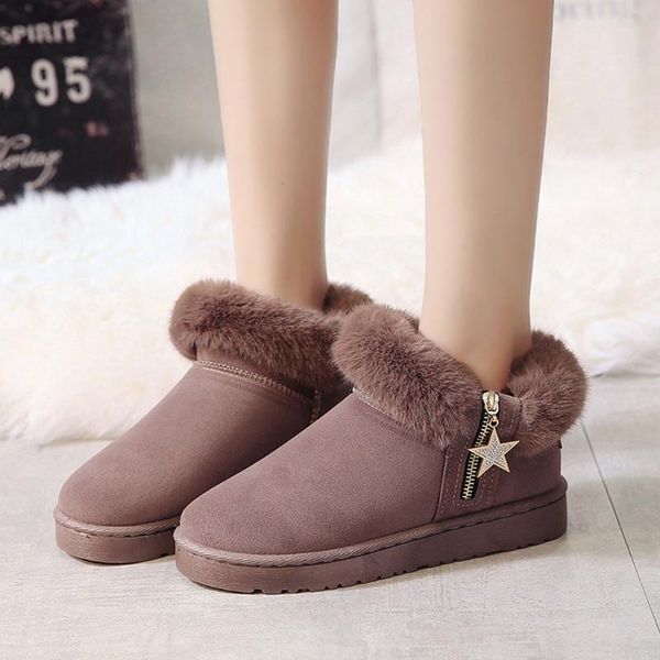 

women's ladies fashion girls winter warm solid color short snow boots casual shoes woman warmer hiking snow boots botas mujer, Black