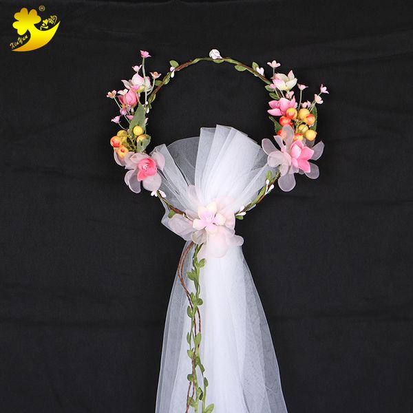 

xinyun cute little berry pink simulation flower headband headdress bride wedding hair accessories veil girl hair bands headdress