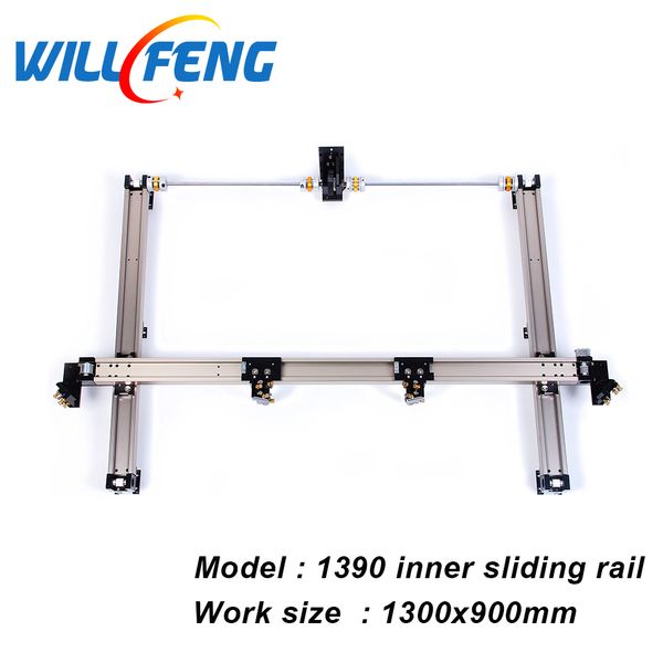 1390 todo o conjunto diy slide interior trilho de guia para montar máquina de gravação a laser de cortador de co2 incluindo cinto suporte