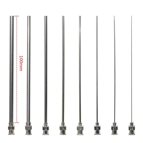 

pack of 2 blunt needles 4" long dispensing needles, blunt tip 100mm stainless steel blunt tip luer lock steel needle all metal