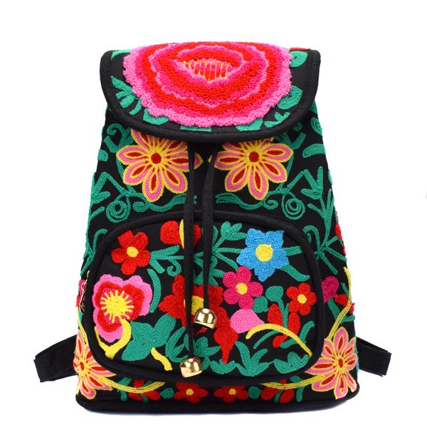 

2020 new canvas bag embroidery women shoulder bag backpack women backpack