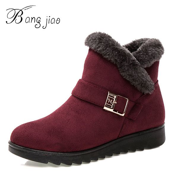 

winter women non slip boots shoes ankle boots 2018 woman casual flat with keep warm snow botas femininas de inverno, Black