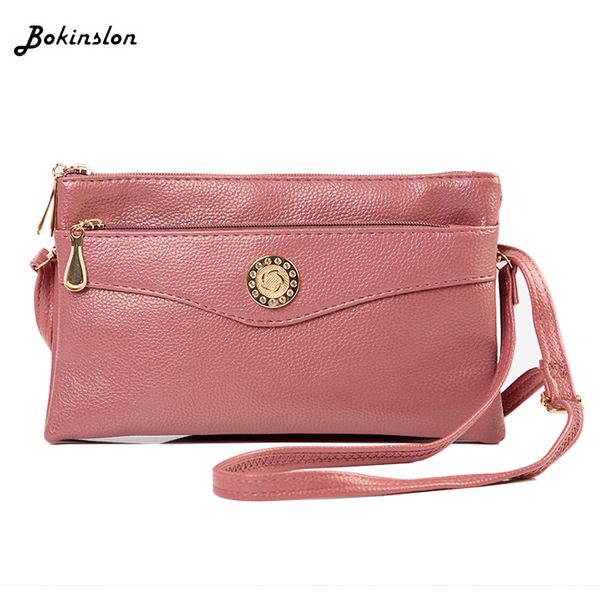 

bokinslon wild soft leather lychee pattern square bag ladies fashion women's bag messenger purse