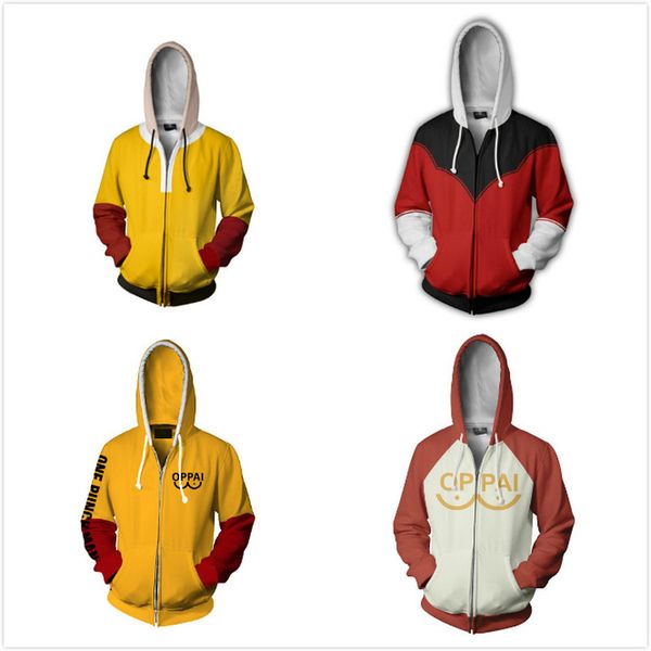 

men's hoodies & sweatshirts cosplay costume anime one punch man terrible jacket casual 3d hooded zipper sweatshirt coat, Black