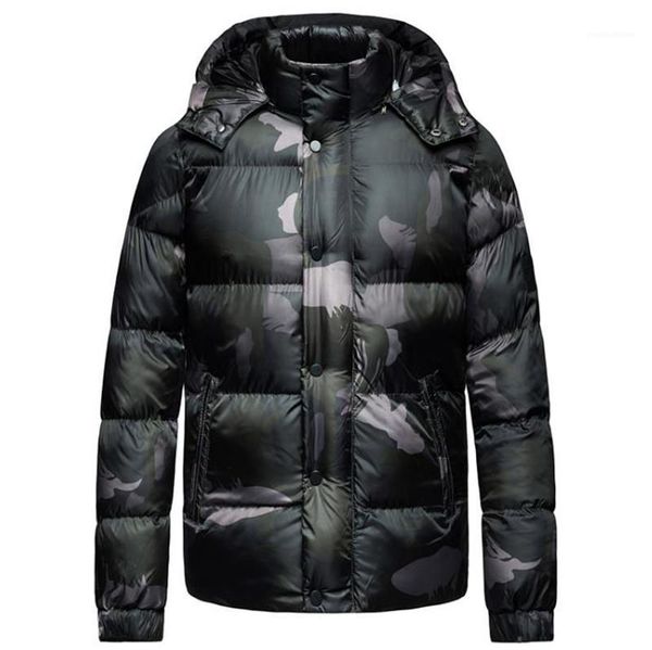 

contrast color mens outerwear fashion male coats winter mens designer jacket long sleeve camouflage o neck, Black