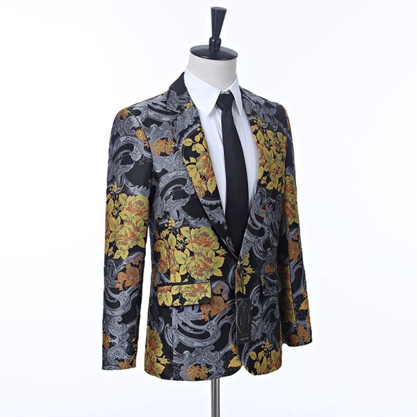 

men's suit jacket men's high-quality printing fashion slim jacket business casual formal suit custom size, White;black