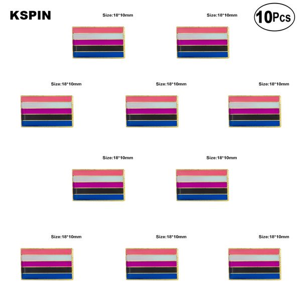 

gender fluid pride flag lapel pin flag badge brooch pins badges 10pcs a lot, Gray