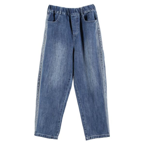 

large size denim pants elastic waist blue cowboy harem pants do old style casual women joggers bloomers wide leg jeans with belt