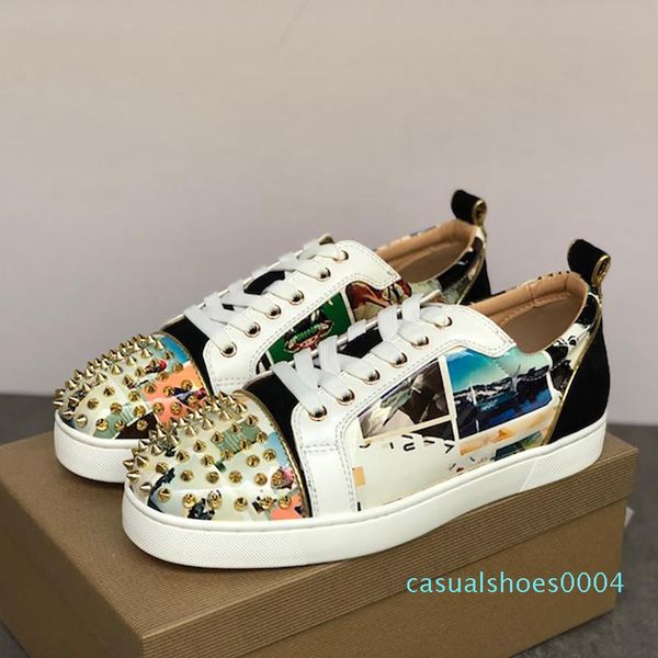 

2020 new designer shoes red bottom junior spikes orlato men flat trainers pik boat roller boat slip on loafers sneakers party shoes ac04, Black