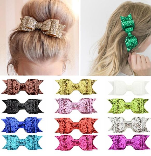 Kinder Prinzessin Schleife Haarspange Pailletten Kleine Mädchen Haarschleifen Clips Glänzend Glitzer Niedliche Haarnadeln Haarspangen Kopfbedeckung Accessoires