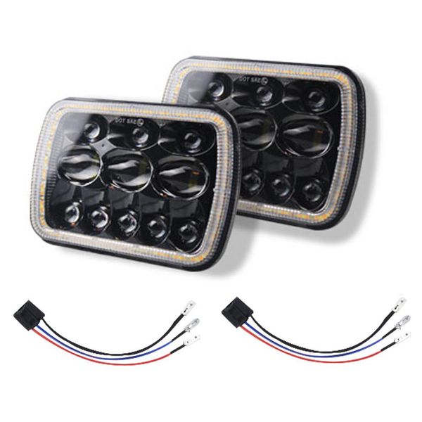 

for wrangler 500 w 30000lm 7 inch led headlights 5x7/7x6 led beam headlamp headlight (three eyes eight beads) with halo