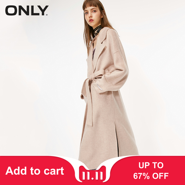 

only women's autumn new waist double-sided long wool coat | 11834s525, Black;brown