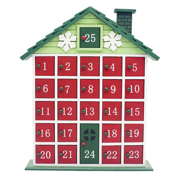 

christmas wooden countdown calendar painted christmas house calendar candy gift storage box home decoration drawer rack