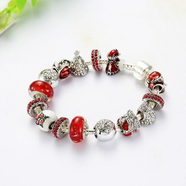 

chic christmas beaded charm bracelet wrist jewelry accessory xmas gift decoration