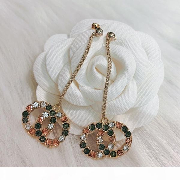 

c2067 the new product is 2020 fairy zircon earrings with unique square earrings and exquisite colored crystal drop earrings with pearl lette, Golden;silver