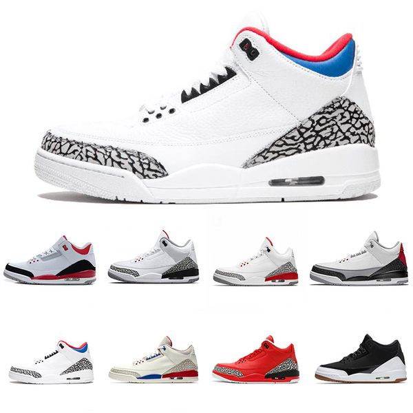 

New 3s Black Cement 3M Reflective Mens Basketball Shoes Men Tinker 3 Sports Sneaker Trainers des chaussures Baskets Shoes Size 8-13