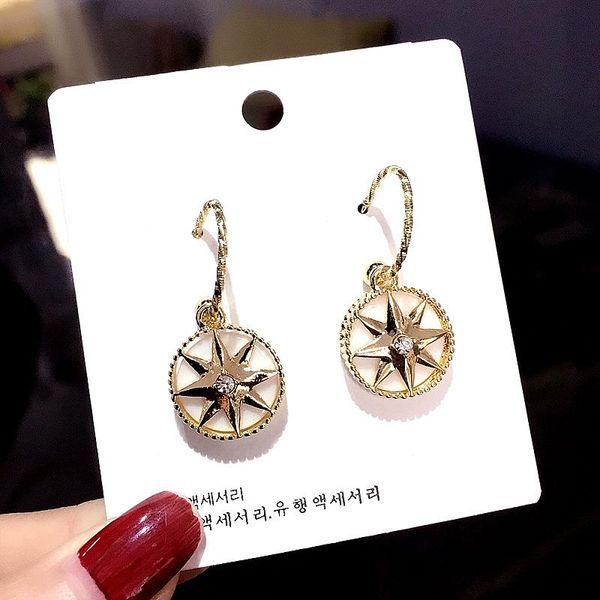 

2020 designer luxury korean new super fairy wild trendy lucky compass earrings female retro earrings earrings, Silver