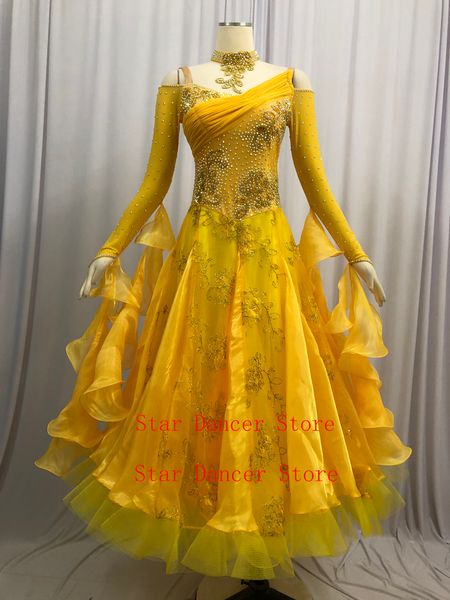 

ballroom competition dance dresses women golden modern waltz dancing dress lady's standard ballroom dance skirt, Black;red