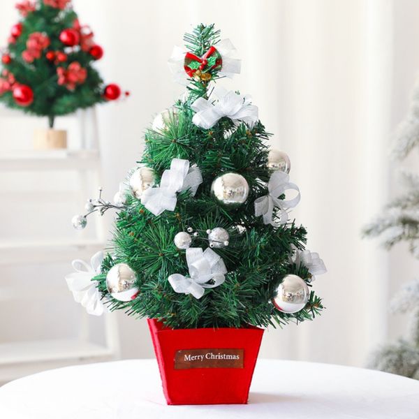 

45cm tall artificial christmas tree tablemini ribbon bow plastic ball ornaments decorations for home office