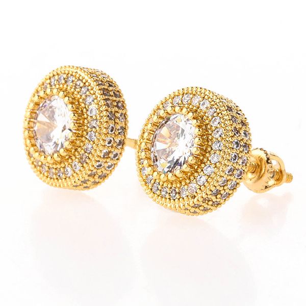 2019 Iced Out Round Stud Earrings Hip Hop Design Cubic Zircon