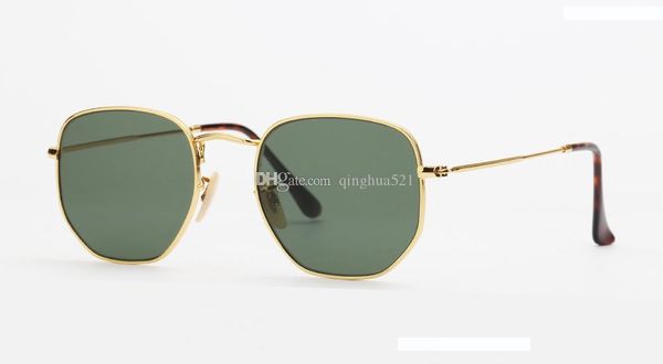 

новое качество hight шестигранный солнечные очки мужчины и женщины vintage солнцезащитные очки uv400 светоотражающие стеклянные линзы очки м, White;black