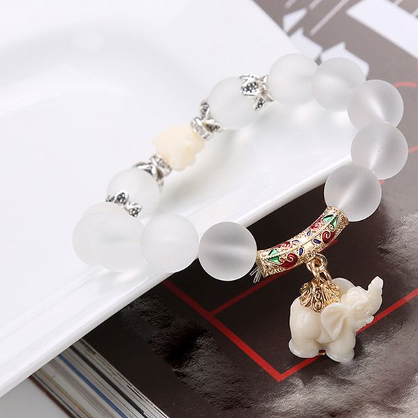 

мода шариков будды yoga matte кристаллические ювелирные изделия vintage этнический модные шарм слон браслет майтрейя упругие цепи, Black