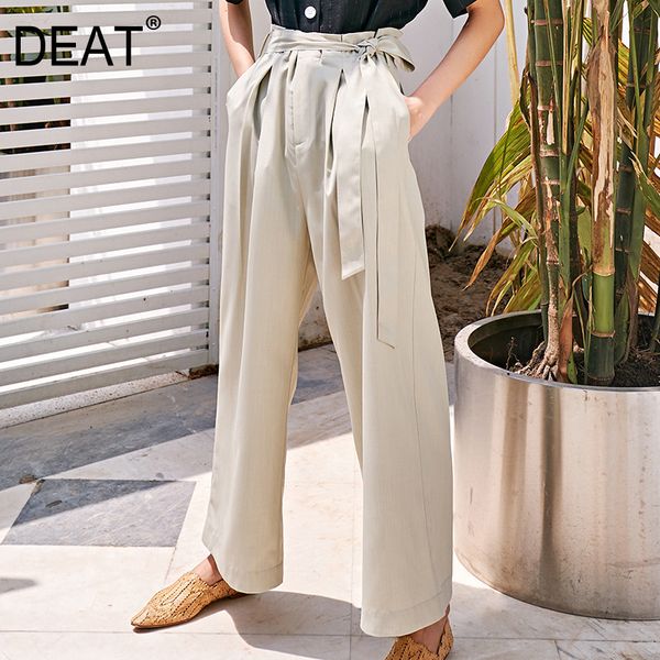 

deat] высокий эластичный пояс пояс темперамент wide leg брюки новые сыпучие fit pants женщины моды весна-лето 2020 13r429, Black;white